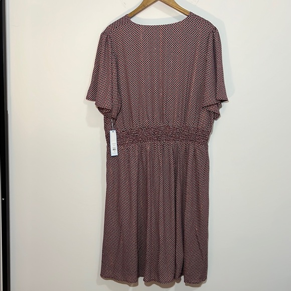 NWT Draper Burgundy Multi Ruched Flutter Sleeve Dress, Women’s XXL - Picture 5 of 8